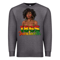 Charcoal Heather 1865 juneteenth with afro black woman Premium Sweatshirt - texasbilliewilder