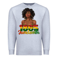 Heather Grey 1865 juneteenth with afro black woman Premium Sweatshirt - texasbilliewilder