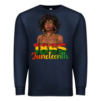 Navy 1865 juneteenth with afro black woman Premium Sweatshirt - texasbilliewilder