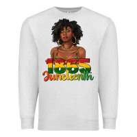 Oatmeal Heather 1865 juneteenth with afro black woman Premium Sweatshirt - texasbilliewilder