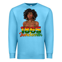 Ocean Blue 1865 juneteenth with afro black woman Premium Sweatshirt - texasbilliewilder