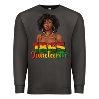 Smoke 1865 juneteenth with afro black woman Premium Sweatshirt - texasbilliewilder