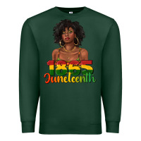 Sports Green 1865 juneteenth with afro black woman Premium Sweatshirt - texasbilliewilder