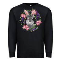 Black Easter Bunny With Floral Wreath Premium Sweatshirt - RanaPortraitStore