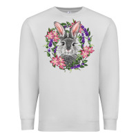 Dove Grey Easter Bunny With Floral Wreath Premium Sweatshirt - RanaPortraitStore
