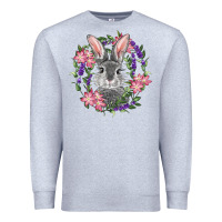 Heather Grey Easter Bunny With Floral Wreath Premium Sweatshirt - RanaPortraitStore
