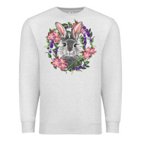 Oatmeal Heather Easter Bunny With Floral Wreath Premium Sweatshirt - RanaPortraitStore