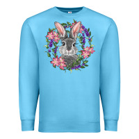 Ocean Blue Easter Bunny With Floral Wreath Premium Sweatshirt - RanaPortraitStore