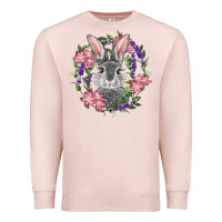 Pale Pink Easter Bunny With Floral Wreath Premium Sweatshirt - RanaPortraitStore
