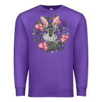Purple Easter Bunny With Floral Wreath Premium Sweatshirt - RanaPortraitStore