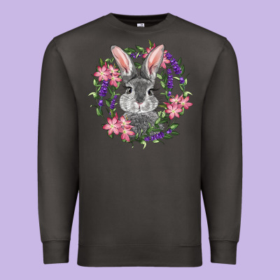 Premium Sweatshirt Easter Bunny With Floral Wreath