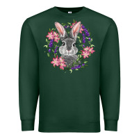 Sports Green Easter Bunny With Floral Wreath Premium Sweatshirt - RanaPortraitStore