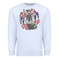 White Easter Bunny With Floral Wreath Premium Sweatshirt - RanaPortraitStore
