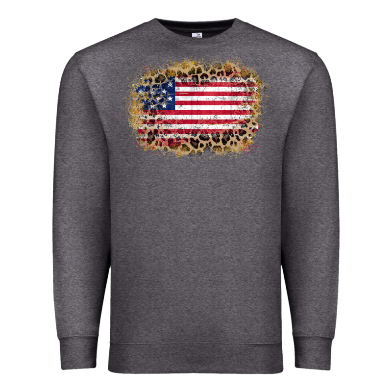 America Leopard Glitter Flag Premium Sweatshirt by Zillion Design Studio | Teevron