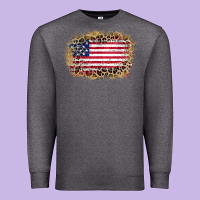 America Leopard Glitter Flag Premium Sweatshirt Designed By Zillion Design Studio