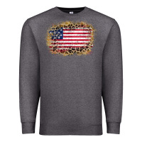 Charcoal Heather america leopard glitter flag Premium Sweatshirt - Zillion Design Studio