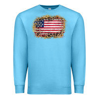 Ocean Blue america leopard glitter flag Premium Sweatshirt - Zillion Design Studio