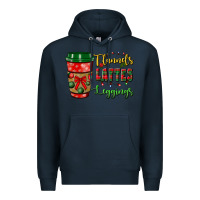 Navy flannels lattes leggings Premium Hoodie - BundleAndBundleShop