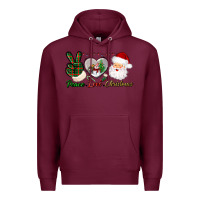 Burgundy peace love christmas Premium Hoodie - BundleAndBundleShop