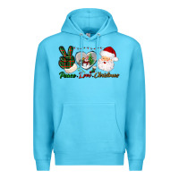Ocean Blue peace love christmas Premium Hoodie - BundleAndBundleShop