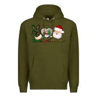 Army Green peace love christmas Premium Hoodie - BundleAndBundleShop