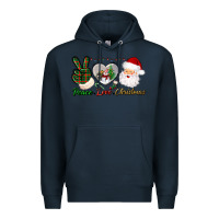 Navy peace love christmas Premium Hoodie - BundleAndBundleShop
