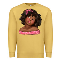 Antique Gold afro black girlchild kiss with bow Premium Sweatshirt - texasbilliewilder
