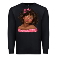 Black afro black girlchild kiss with bow Premium Sweatshirt - texasbilliewilder