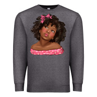 Charcoal Heather afro black girlchild kiss with bow Premium Sweatshirt - texasbilliewilder