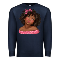 Navy afro black girlchild kiss with bow Premium Sweatshirt - texasbilliewilder