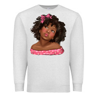 Oatmeal Heather afro black girlchild kiss with bow Premium Sweatshirt - texasbilliewilder