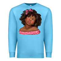 Ocean Blue afro black girlchild kiss with bow Premium Sweatshirt - texasbilliewilder