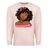 Pale Pink afro black girlchild kiss with bow Premium Sweatshirt - texasbilliewilder
