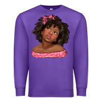 Purple afro black girlchild kiss with bow Premium Sweatshirt - texasbilliewilder