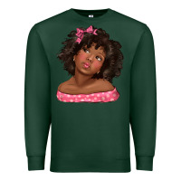 Sports Green afro black girlchild kiss with bow Premium Sweatshirt - texasbilliewilder