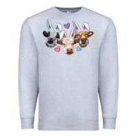 Heather Grey Easter Cows With Bunny Ears Premium Sweatshirt - RanaPortraitStore