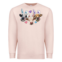 Pale Pink Easter Cows With Bunny Ears Premium Sweatshirt - RanaPortraitStore
