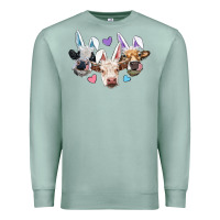 Seafoam Easter Cows With Bunny Ears Premium Sweatshirt - RanaPortraitStore