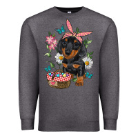 Charcoal Heather Easter Dachshund Premium Sweatshirt - RanaPortraitStore