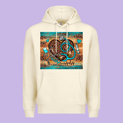 Nurse Leopard Heart Premium Hoodie Designed By Jahusdesignshop