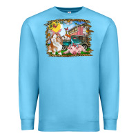 Ocean Blue Easter Farm Bunny And Pig Premium Sweatshirt - RanaPortraitStore