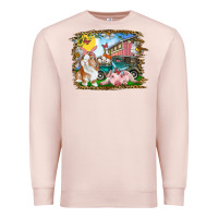 Pale Pink Easter Farm Bunny And Pig Premium Sweatshirt - RanaPortraitStore