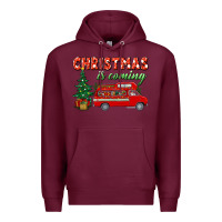Burgundy christmas is coming Premium Hoodie - BundleAndBundleShop
