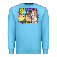 Ocean Blue Easter Farm Chicks And Bunny Premium Sweatshirt - RanaPortraitStore
