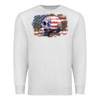 Oatmeal Heather american skull Premium Sweatshirt - Zillion Design Studio