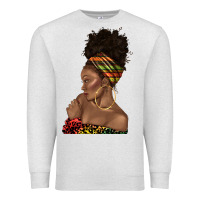 Oatmeal Heather afro black woman profile juneteenth Premium Sweatshirt - texasbilliewilder