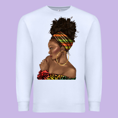 Premium Sweatshirt afro black woman profile juneteenth