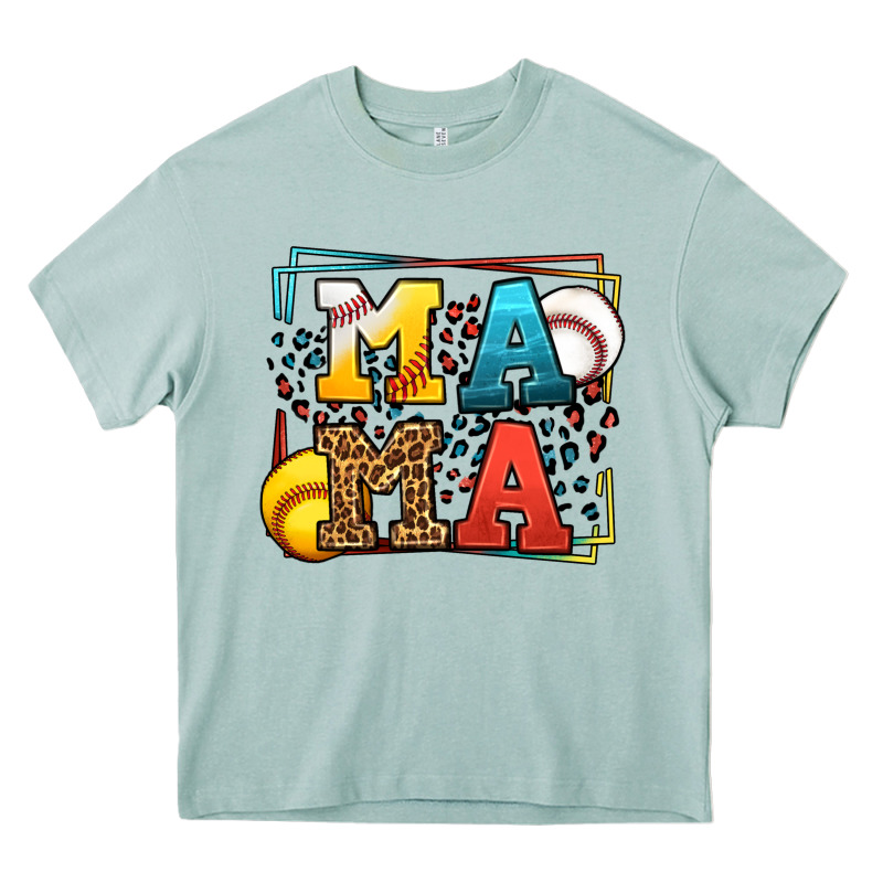 Leopard Softball And Baseball Mama Mother's Day Heavy Core Tee by LillyAllenDesigns | Teevron