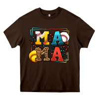 Chocolate Brown Leopard Softball And Baseball Mama Mother's Day Heavy Core Tee - LillyAllenDesigns