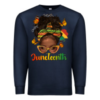 Navy afro messy bun juneteenth Premium Sweatshirt - texasbilliewilder